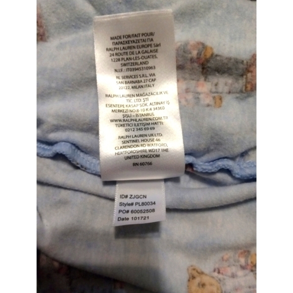 Ralph Lauren Teddy Bear PJ Pants Light Blue Pocketed Cuffed Drawstring Waist S - Picture 9 of 13